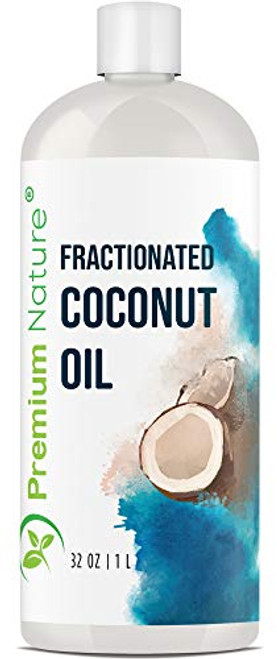 Fractionated Coconut Oil Massage Oil - Cold Pressed Pure MCT Oil for Essential Oils Mixing Dry Skin Moisturizer Natural Carrier Baby Oil for Face Hair  and  Body Therapeutic Aromatherapy Raw 32 oz