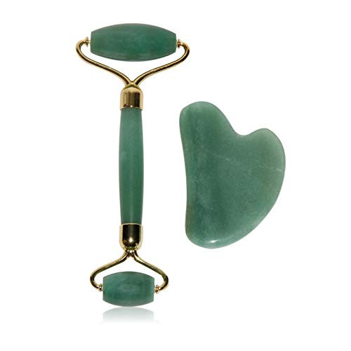 mijiaowatch Jade Roller and Gua Sha Set Anti-aging Rose Quartz Facial Roller Massager Beauty Gua Sha Tool Facial Roller for Women Neck Body Skin Healing Slimming Gua Sha Tools -Green- mijiaowatch Jade Roller and Gua Sha Set Anti-aging Rose Quartz Facial Roller Massager Beauty Gua Sha Tool Facial Roller for Women Neck Body Skin Healing Slimming Gua Sha Tools -Green-