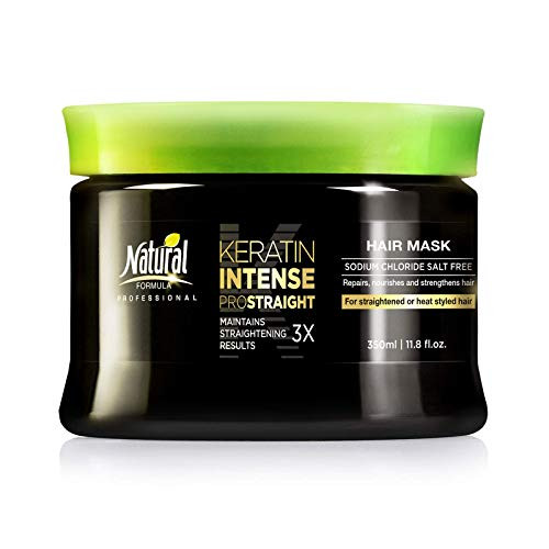 Natural Formula Keratin Intense Repair Hair Mask  Keratin Infused Straightening Mask - Sodium Chloride Free Hair Cream Mask  Deep Conditioning Treatment For Frizz Free Straightened Hair 11.8 fl.oz