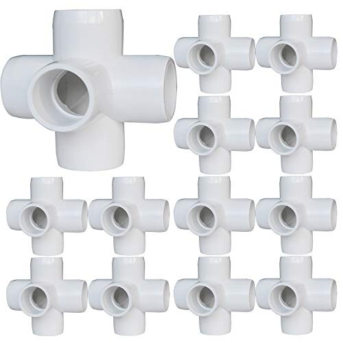 12Pack 5-Way Elbow PVC Fittings 1/2Inch Furniture PVC Fittings 5 Way Side Outlet Tees PVC Corner Fittings for Building PVC Furniture Greenhouse Shed Pipe Fittings Tent Connection