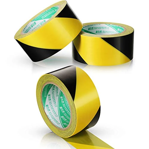 3 Rolls Hazard Warning Safety Stripe Tape Black and Yellow Floor Marking Tape 2 Inch x 36 Yards Adhesive Caution Tape for Walls Floors Pipes and Equipment