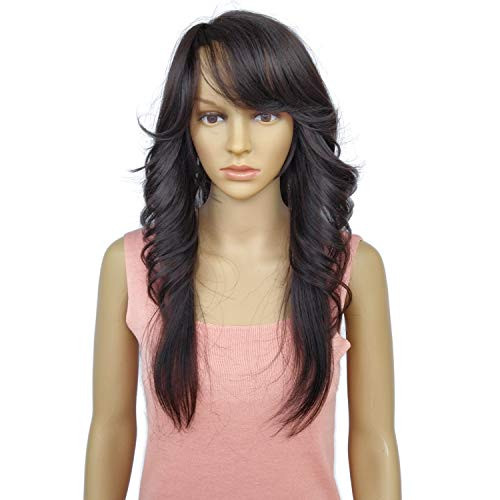 Wig female wigs with bangs long wave curly bangs Wig With Bangs long Curly Wigs for Women Charming Natural Wavy Wigs for Black Women Bangs wigs black women 4 Dark Brown