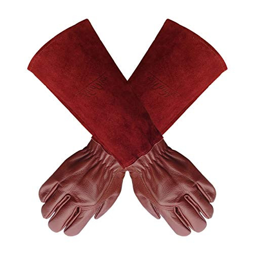Gardens Leather Gardening Gloves for Women and Men - Thorn and Cut Proof Garden Work Gloves with Long Heavy Duty Gauntlet - Suitable For Thorny Bushes Cacti Rose Pruning Landscaping Work