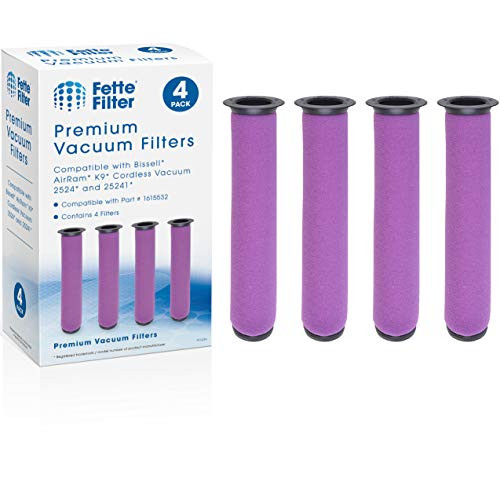 Fette Filter - Vacuum Filter Compatible with Bissell AirRam K9 Cordless Vacuum 2524 and 25241. Compare to Part 1615532  and 1611215 Pack of 4