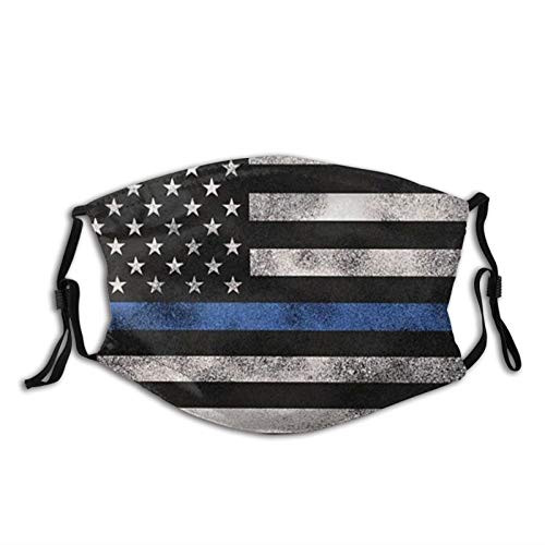 Thin Blue Line Flag_1 Thin Blue Line-Face Mask Balaclava Washable and Reusable With 2 Pcs Filters For Adult Women Men and Teens
