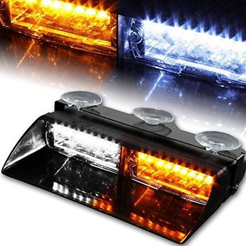 XT AUTO Car 16-led 18 Flashing Mode Emergency Vehicle Dash Warning Strobe Flash Light Yellow White