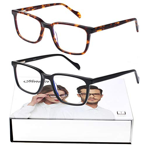 Henotin Reading Glasses Blue Light Blocking Men/Women Anti Eyestrain Computer Gaming GlassesAnti Glare Reading UV400 Readers -1 Black 1 Tortoise 1.50-