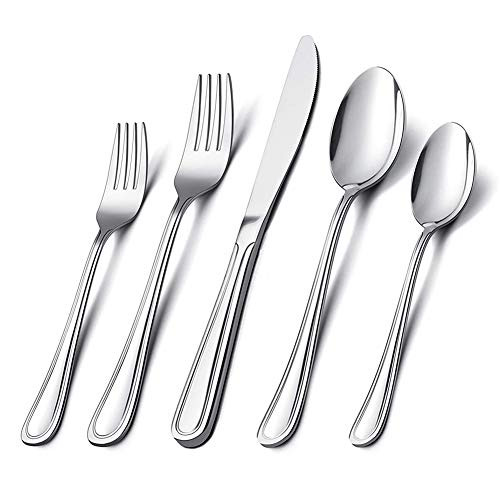 Silverware Set Elegant Life 30-Piece Stainless Steel Silverware Flatware Cutlery Set Service for 6 Knife Fork Spoon Flatware Set Modern Design  and  Smooth Edge