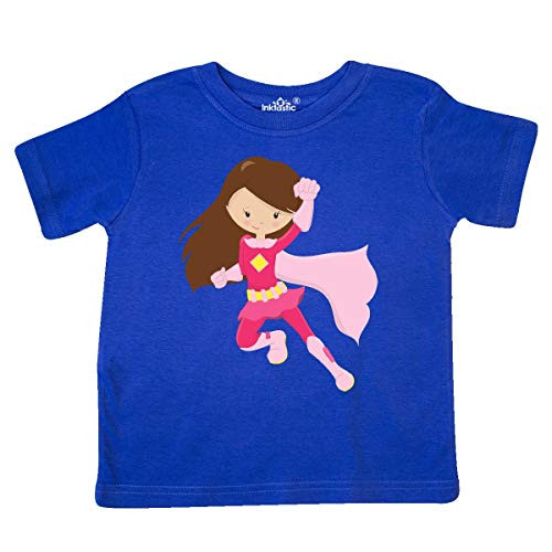 inktastic Superhero Girl Brown Hair Pink Toddler T-Shirt 3T Royal Blue 3c0f4