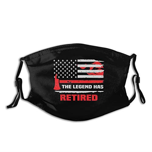 Retired Firefighter Legend Thin Red Line Firefighter-Face Mask Balaclava Washable and Reusable With 2 Filters For Adult Women Men and Teens