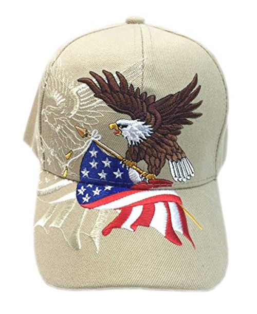 aesthetinc Patriotic American Flag Design Baseball Cap USA 3D Embroidery -Khaki- aesthetinc Patriotic American Flag Design Baseball Cap USA 3D Embroidery -Khaki-