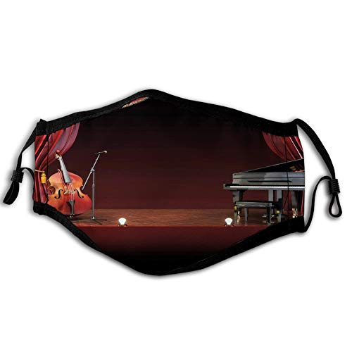 Men Woen Orchestra Symphony Theme Stage Curtains Piano Cello Music Design Dust Washable Reusable Filter and Mouth Warm Cotton Face
