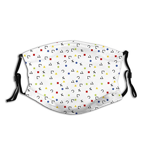 Comfortable Windproof maskAbstract Triangle Square Star Circle Dot Figures Symbols?Printed Facial decorations for Unisex Adult