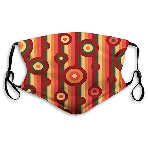 Colorful Abstract Funky Pattern Circles and Dots on Striped Proof Windproof Face MaskReusableWashable ClothFace CoverCover for Unisex Adult