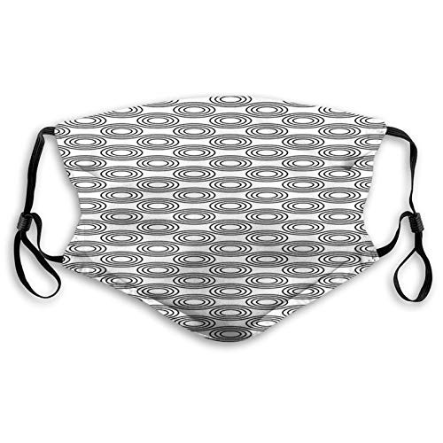 Comfortable Windproof mask? Bullseye Pattern Monochrome Concentric Circles Minimalism?Printed Facial decorations for adult SIZEM