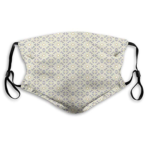 Arabesque Moroccan Floral Azulejos Inspired Squares Circles Proof Windproof Face MaskReusableWashable ClothFace CoverCover for Unisex Adult