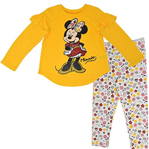Disney Minnie Mouse Toddler Long Sleeve Ruffled T-Shirt and Leggings Set Yellow Flower 4T Disney Minnie Mouse Toddler Long Sleeve Ruffled T-Shirt and Leggings Set Yellow Flower 4T
