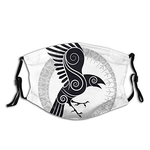 Comfortable Printed maskArtistic Bird Figure Abstract Celtic Style Inside Runic Circle DesignWindproof Facial decorations for man and woman