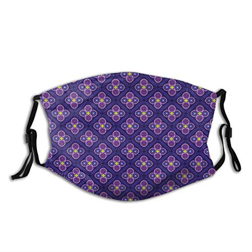Comfortable Printed maskArtful Geometric Pattern Of Rhombuses With Circles Symmetric Beauty ImageWindproof Facial decorations for man and woman