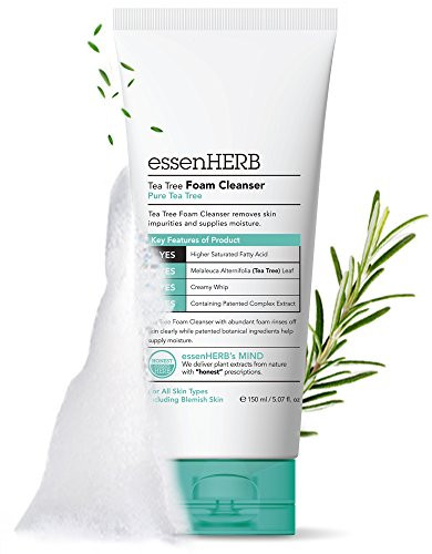 ESSENHERB TEA TREE FOAM CLEANSER Creates a Creamy Foam that Soothes and Moisturizes For All Skin Types Including Blemishes. -150ML-