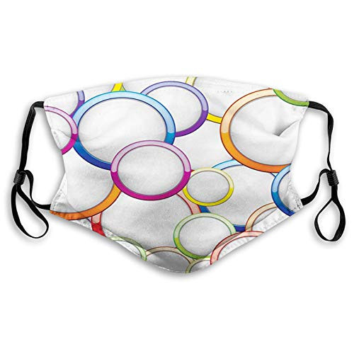 Comfortable Windproof mask?Abstract Chained Colorful Bubbles and Circles Round Patterns?Printed Facial decorations for Unisex adult ?M?