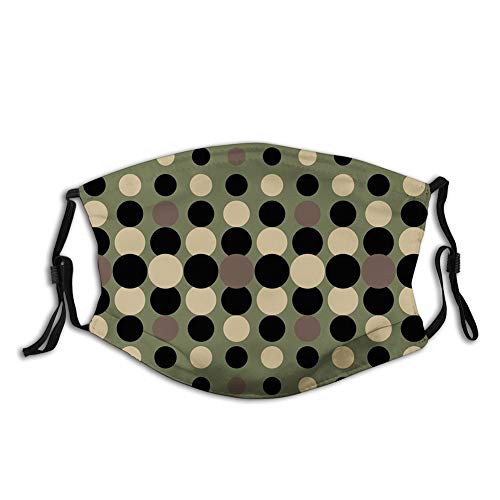 Retro Style Pattern with Geometric Circles Dotted Design Windproof Face MaskReusableWashable ClothFace CoverCover for Men Women