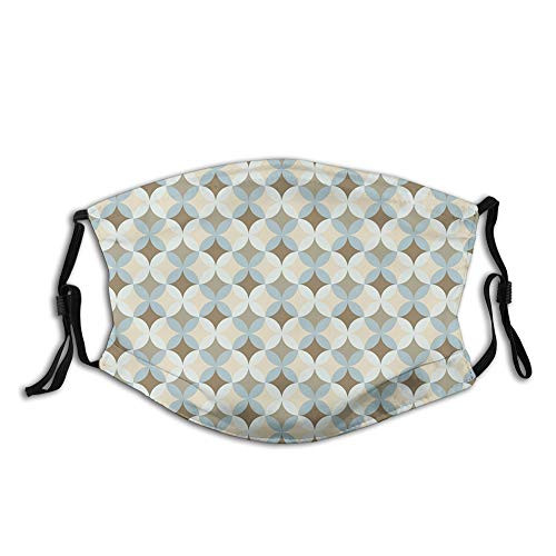 Round Circles with Eastern Inspired Motifs Abstract Oval Windproof Face MaskReusableWashable ClothFace CoverCover for Men Women