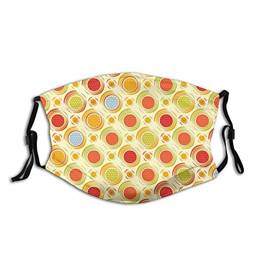 Repeating Pattern Colorful Big Little Polka Dots Circles Windproof Face MaskReusableWashable ClothFace CoverCover for Men Women