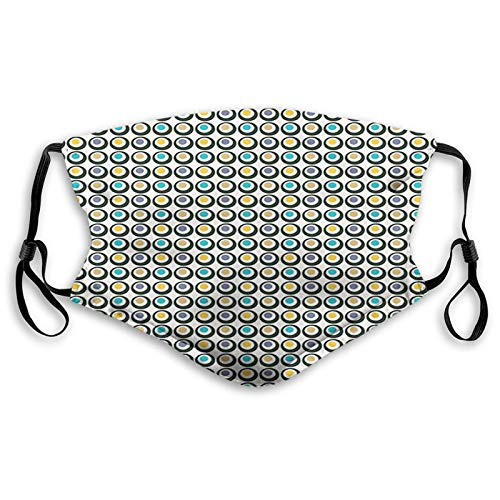Comfortable Windproof mask?Bold Circles with Colorful Polka Dots Old Fashioned ?Printed Facial decorations for Unisex adult ?M?