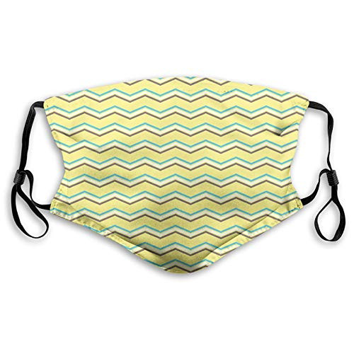 Zigzag Lines in Horizontal Direction Retro Style Display Mouth Cover for WomenFace Mask Reusable Washable Cloth for Adult