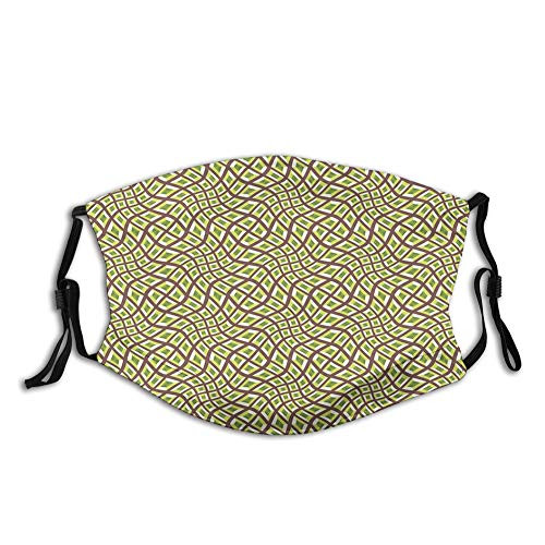 Lines and Squares Design Pale Colors Ornate Surrealism Mouth Cover for WomenFace Mask Reusable Washable Cloth for Men