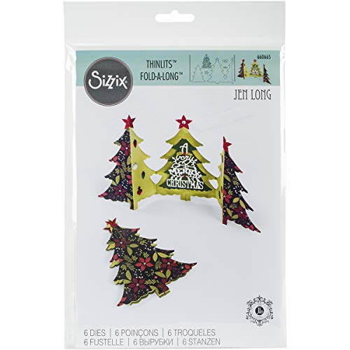 Sizzix Multi Color Thinlits Die Set 660665 Christmas Tree Fold Jen Long 6 Pack One Size