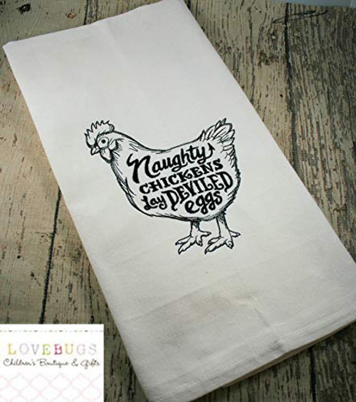 Naughty Chickens Lay Deviled Eggs Kitchen Tea Towel