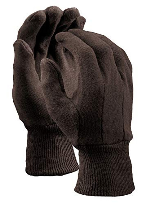 Stauffer 24 Pack of Brown Jersey Work Gloves - Heavy 9oz Cotton General Purpose Mens Size -12 Pairs-