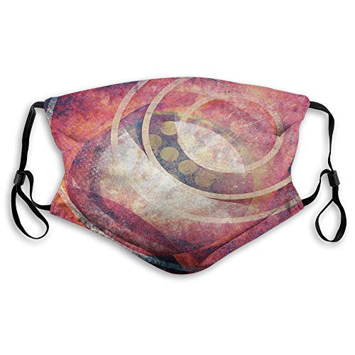 Comfortable Printed maskGrunge Circles Ancient Aged Display Dynamic Artistic Old?Windproof Facial decorations for man and woman