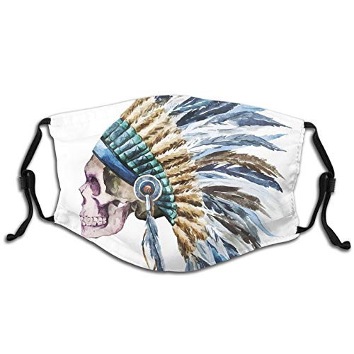 Comfortable Printed maskSkull With Native American Native Hat Indigenous Cultures Circle Of Life Death?Windproof Facial decorations for man and woman
