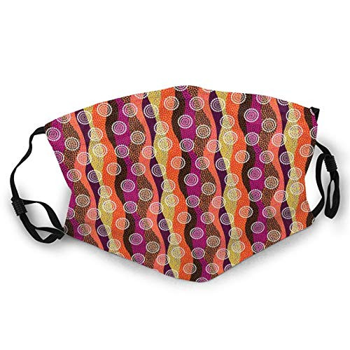 Comfortable Printed maskEast Asian Style Colorful Design With Multiple Dotted Wavy Stripes And Circles?Windproof Facial decorations for man and woman