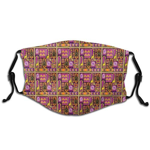 Comfortable Printed maskAfrican Illustration With Mask Giraffe And Geometric Shapes Rhombuses And Circles?Windproof Facial decorations for man and woman