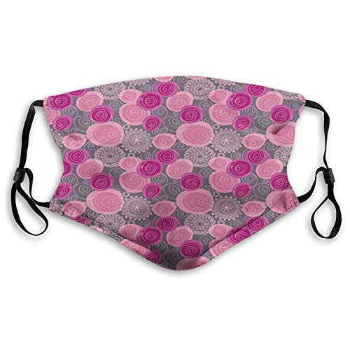 Doodle Style Lace Swirled Circle Flower Pattern Ornamental Proof Windproof Face MaskReusableWashable ClothFace CoverCover for Unisex Adult