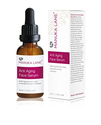 Anti-Wrinkle Manuka Honey Cream Serum with Collagen Hyaluronic Acid  and  Pure Honey by Manuka Lane - Natures Most Powerful Anti-Aging Facial Serum