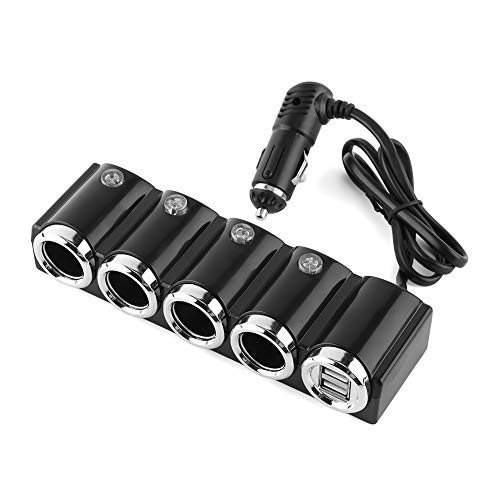 Cigarette Lighter Splitter 4 Socket DC 12V/24V Car Cigarette Lighter Socket Splitter Power Charger Adapter Popular with 2 USB Ports for GPS Dash Cam Sat Nav Phone Tablet