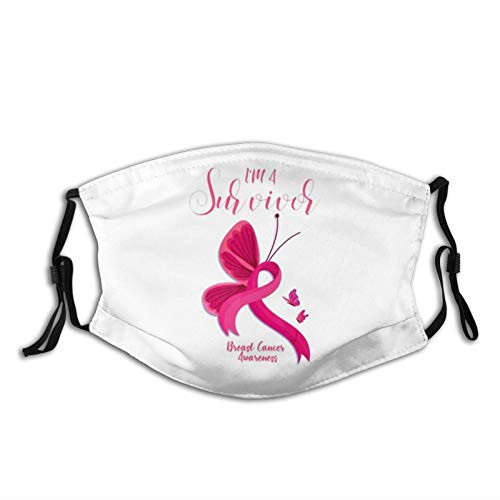 Breast Cancer Awareness Im Survivor Pink Flower Ribbon Womens Mens Cloth Face Mask Washable Black Face Masks Reusable Cute Bandana