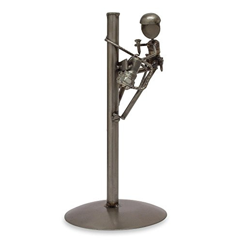 NOVICA Metallic Eco-Friendly Recycled Metal Auto Part Sculpture, Rustic Lineman'