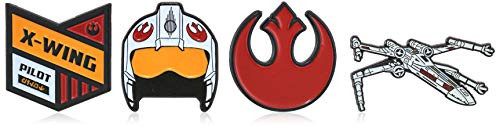 Star Wars Jewelry Unisex Adult Rebel Alliance Symbol and X- Wing Fighter Base Metal Lapel Pin Set -4 piece- Multi Color One Size