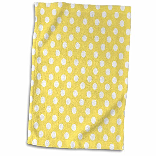 3D Rose White Polka Bright Sunny Yellow-Retro Fifties dot Pattern TWL_56693_1 Towel 15 inch x 22 inch