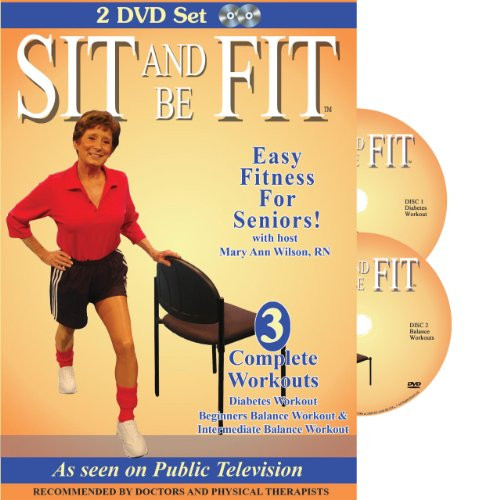 Sit  and  Be Fit Diabetes  and  Balance Workouts Senior Chair Fitness Exercise Award-Winning 2 DVD Set Stretching Aerobics Strength Training and Balance. Improve flexibility muscle and bone strength circulation heart health and stability.