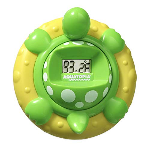 AQUATOPIA Floating Safety Bath Thermometer for Infants Digital Audible Alarm Beeps when too hot or too cold -Green-