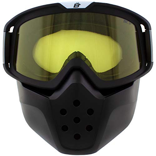 Birdz Pelican Black Padded ATV Motorcycle Riding Goggle with Face Mask Clear Lens -Yellow- Birdz Pelican Black Padded ATV Motorcycle Riding Goggle with Face Mask Clear Lens -Yellow-