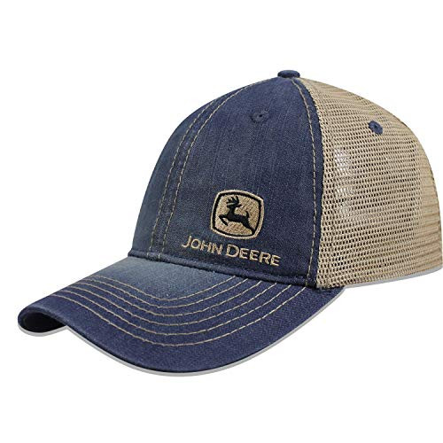 John Deere 6 Panel Cap Denim  and  Mesh Unstruct-Khaki-Os