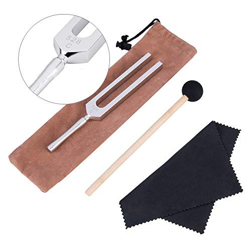 QIYUN Tuning Fork 528 Hz Tuning Fork with Silicone Hammer and Cleaning Cloth Solfeggio Tuning Fork for DNA Repair Healing and Perfect Healing Musical Instrument QIYUN Tuning Fork 528 Hz Tuning Fork with Silicone Hammer and Cleaning Cloth Solfeggio Tuning Fork for DNA Repair Healing and Perfect Healing Musical Instrument